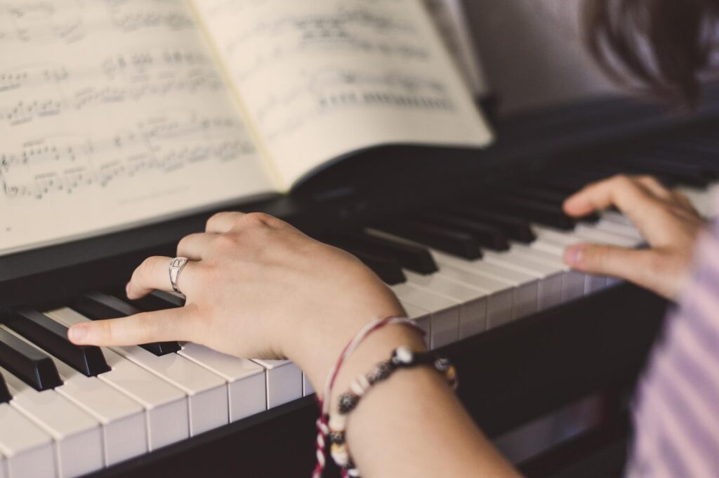 Woman playing a piano